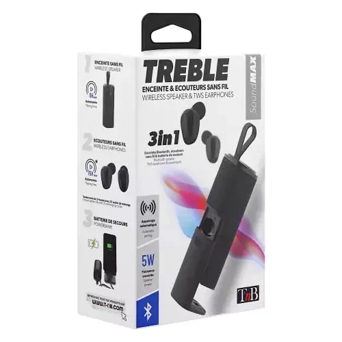 TREBLE Wireless Speaker + Headphones + Power Bank Combo (3 in 1)